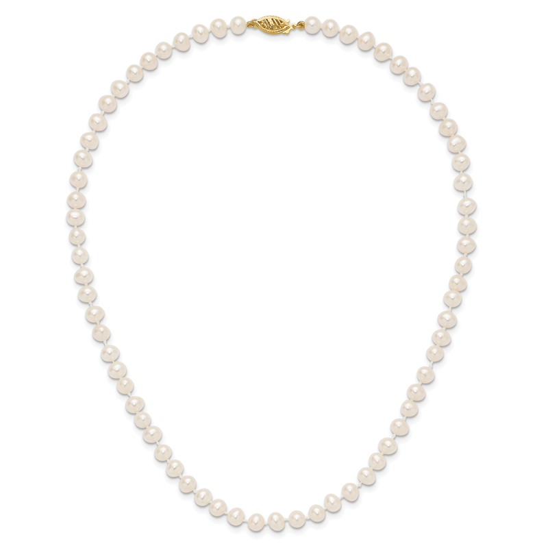 14k 5-6mm White Near-Round Freshwater Cultured Pearl 16 inch Necklace