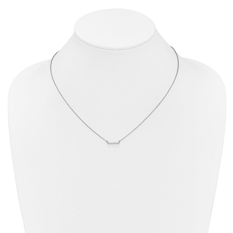 14k White Gold 1/10 carat Diamond Bar 18 inch Necklace