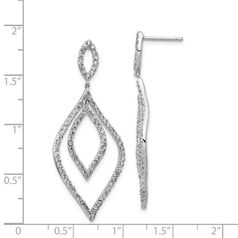 Sterling Silver Rhodium-plated Brilliant-cut CZ Fancy Flames Post Dangle Earrings