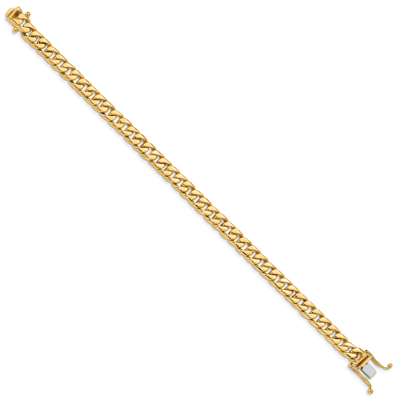 14K 20 inch 6.8mm Hand Polished Flat Beveled Curb Link with Box Catch Clasp Chain