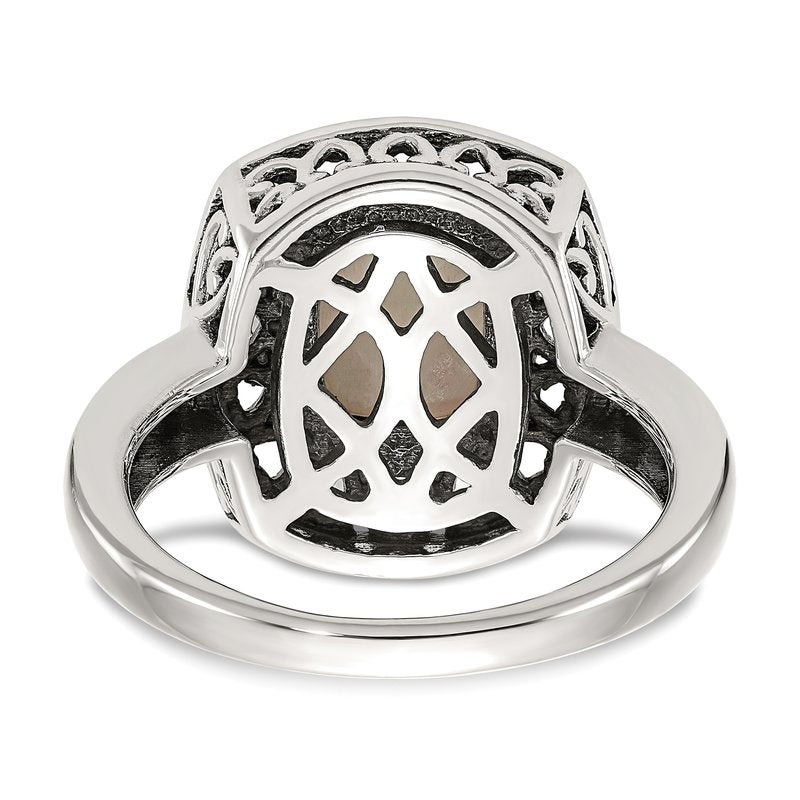 Sterling Silver with 14K Accent Antiqued Mother Of Pearl Ring