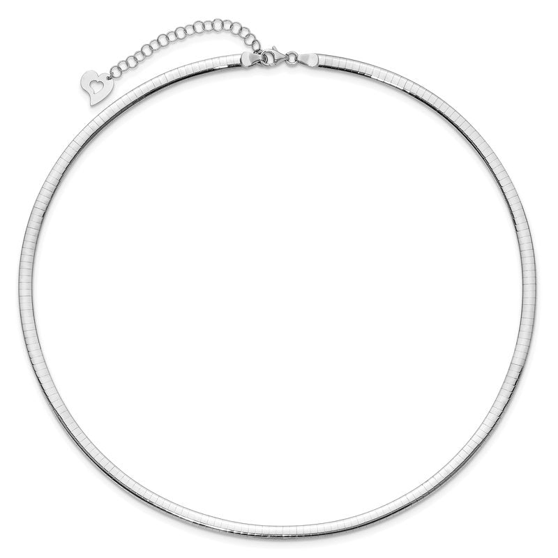 14k Two-tone 4mm Lightweight Reversible 16 inch Omega Necklace Plus 2 inch Heart Chain Extender