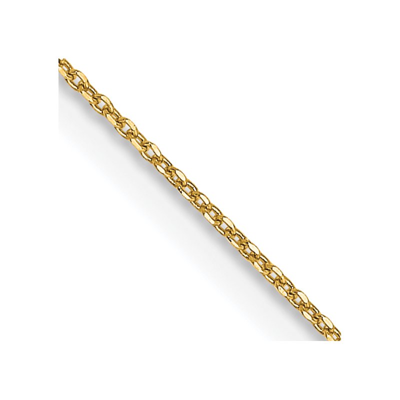 14K 14 inch .6mm Diamond-cut Round Open Link Cable with Spring Ring Clasp Chain