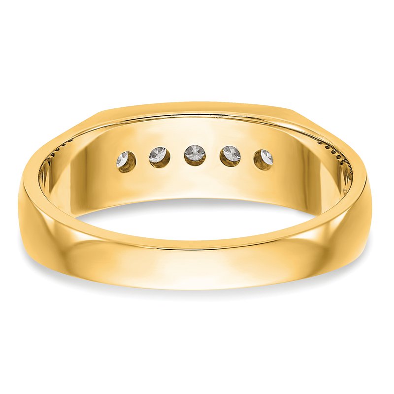 14K White Gold Men's 1/3 carat Lab Grown Diamond VS+ F+ Complete Channel Five Stone Band