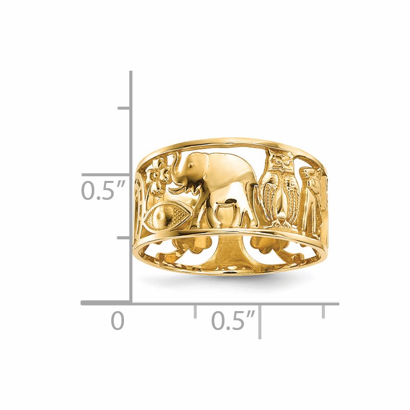 14k Lucky Symbols Cut Out 9mm Band