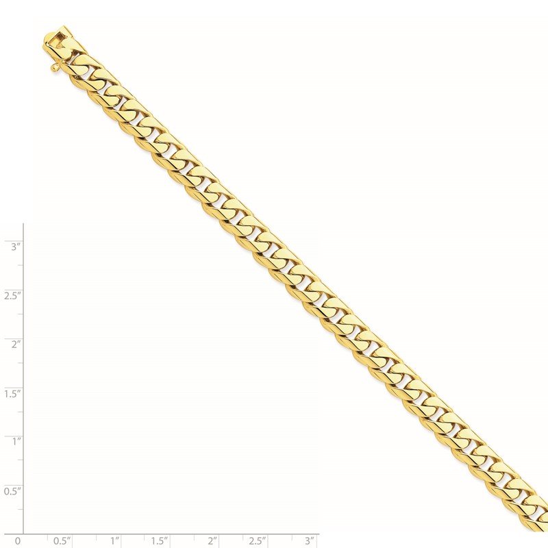14K 20 inch 8.4mm Hand Polished Rounded Curb Link with Box Catch Clasp Chain