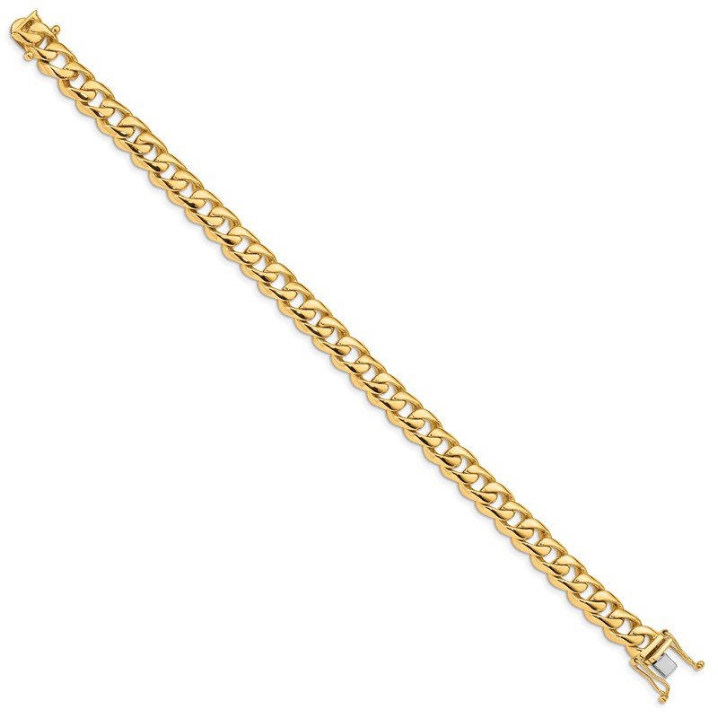 14K 20 inch 8.4mm Hand Polished Rounded Curb Link with Box Catch Clasp Chain
