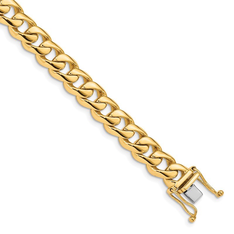 14K 20 inch 8.4mm Hand Polished Rounded Curb Link with Box Catch Clasp Chain