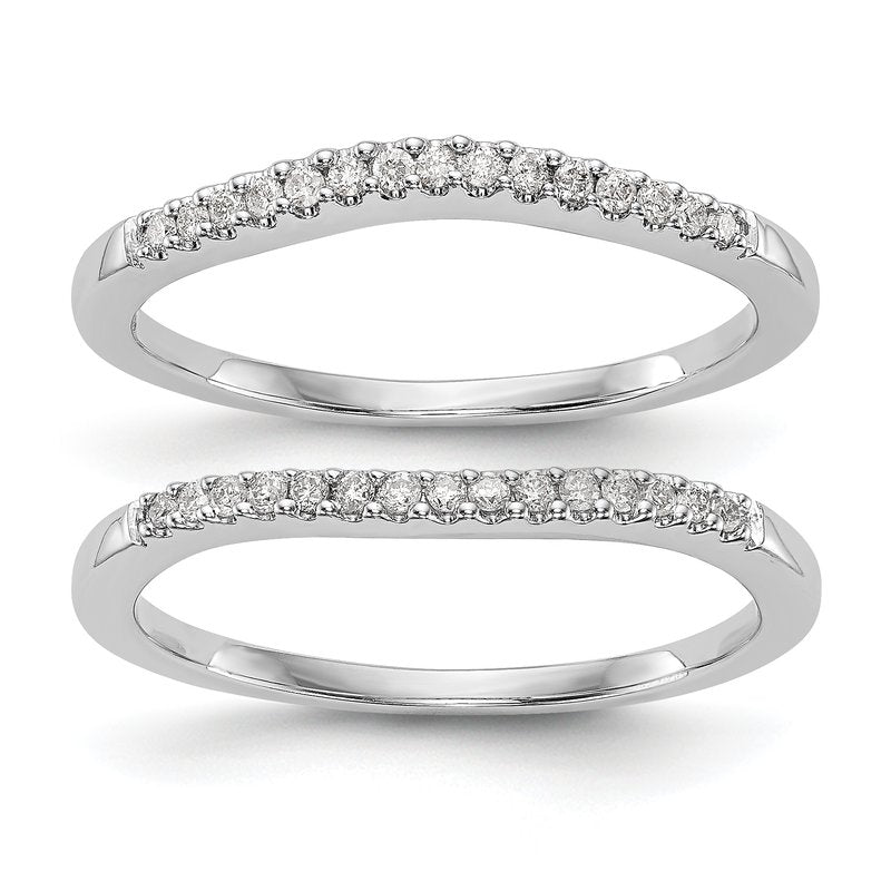 14K White Gold 1/5 carat Lab Grown Diamond VS+ F+ Set of Two Complete Wedding Bands