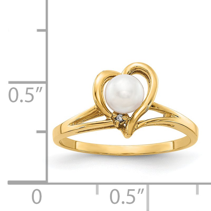 14k 4.5mm FW Cultured Pearl AAA Diamond ring