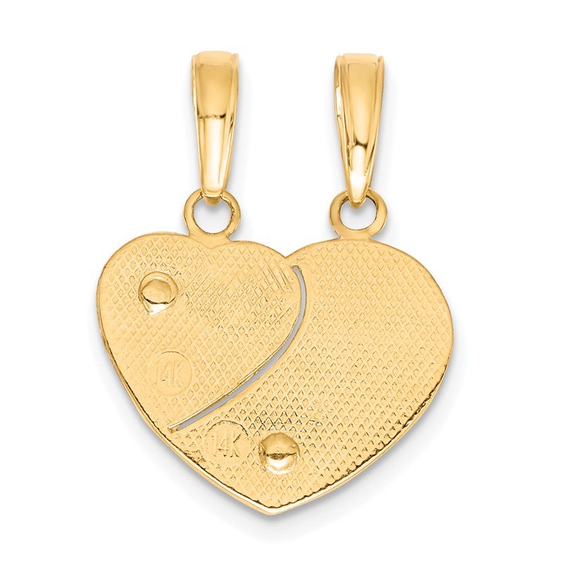 14k Two-tone with Flowers MOMMY-ME 2-Piece Break-apart Heart Pendant