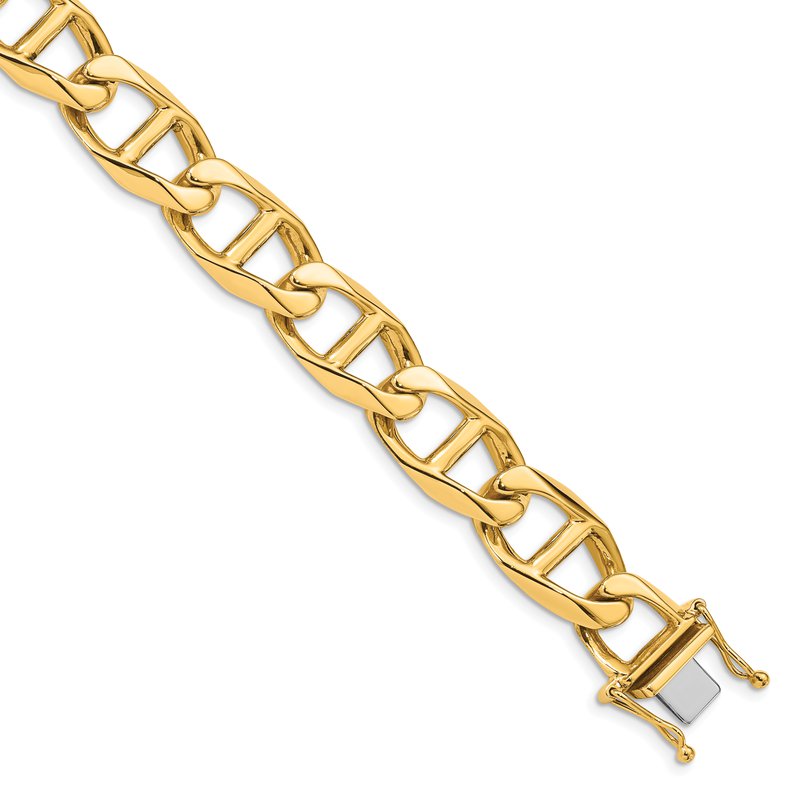 14K 20 inch 12.5mm Hand Polished Fancy Anchor Link with Box Catch Clasp Chain