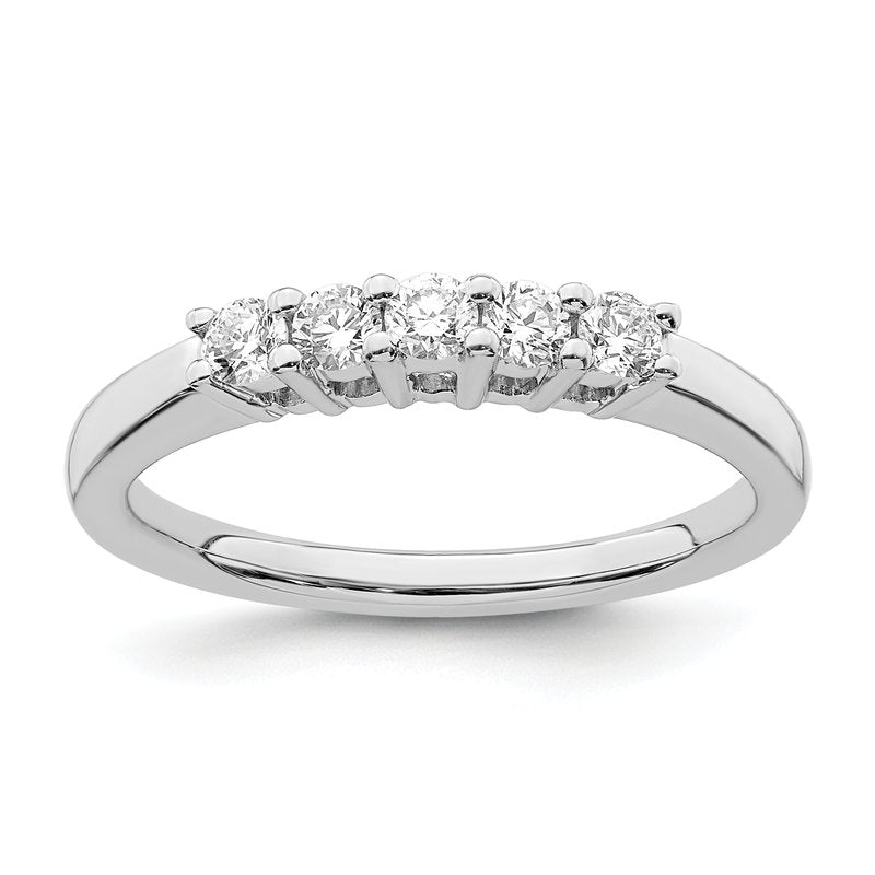 14K White Gold 1/2 carat Lab Grown Diamond VS/SI  D E F  5 Stone Ring