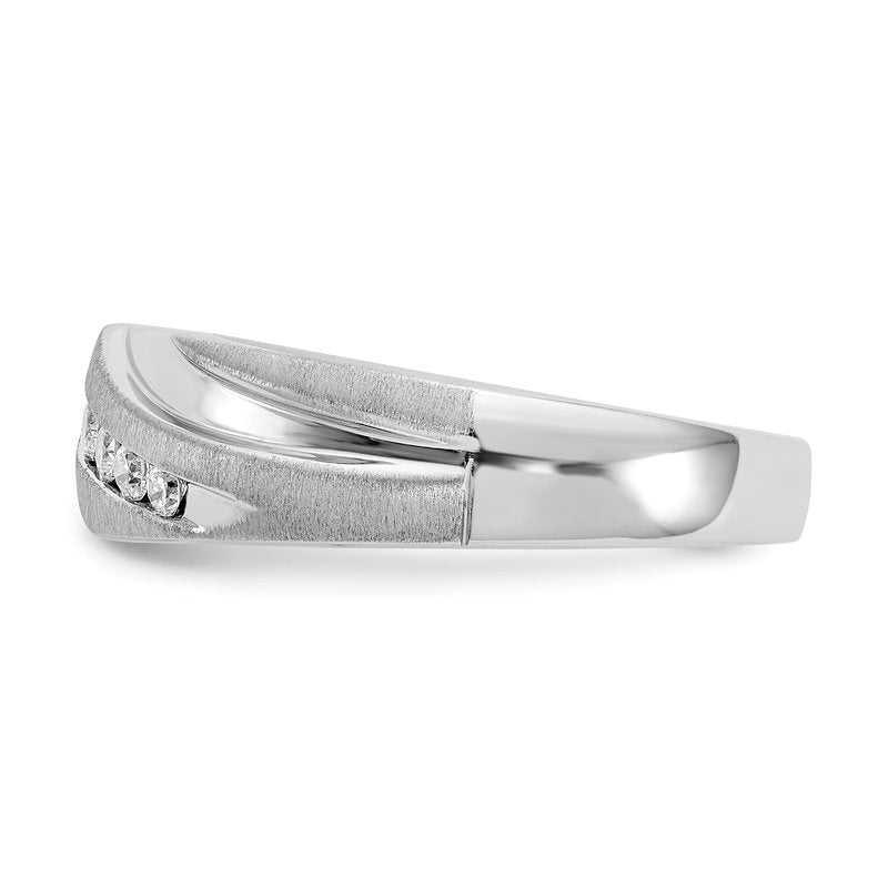 14K White Gold Men's 1/4 carat Lab Grown Diamond VS+ F+ Complete Brushed and Polished Band