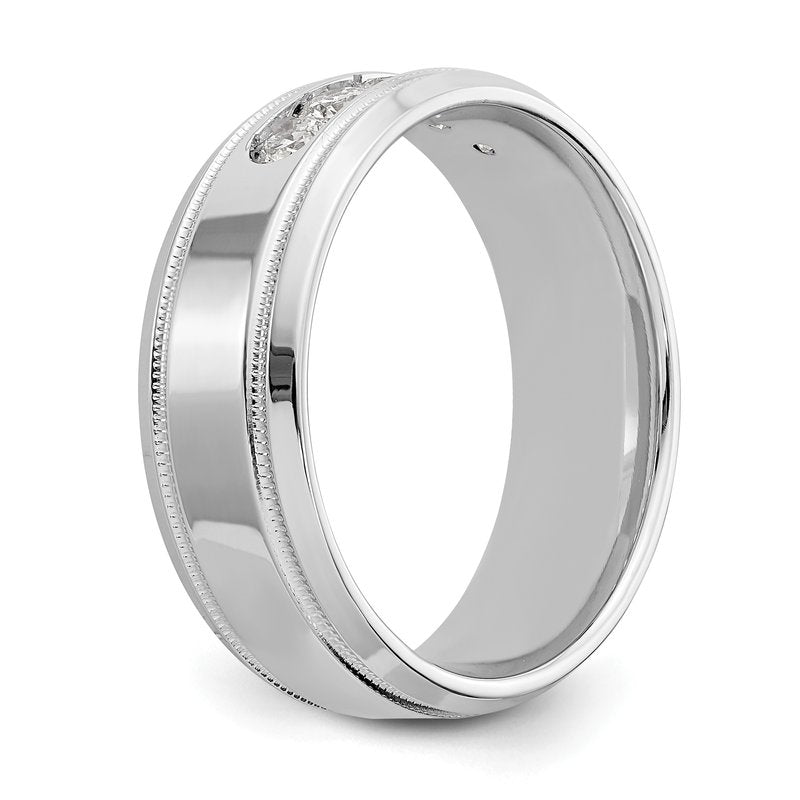 14K White Gold 1/2 carat Lab Grown Diamond VS+ F+ Size 10 Complete Bevel Miligrain Band