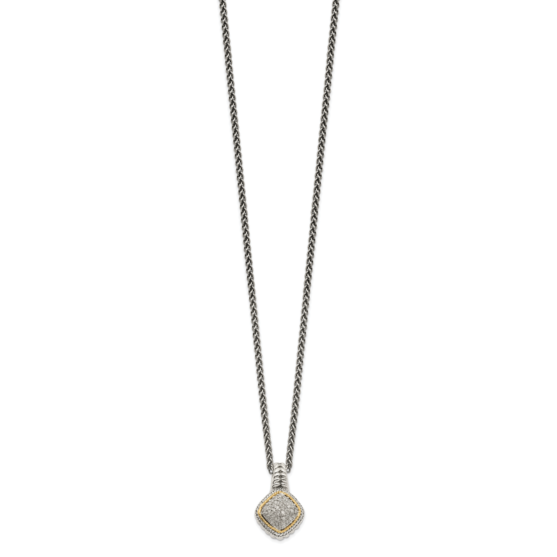Sterling Silver with 14K Accent 18 Inch Diamond Necklace