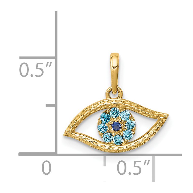 14K Blue CZ Eye Pendant