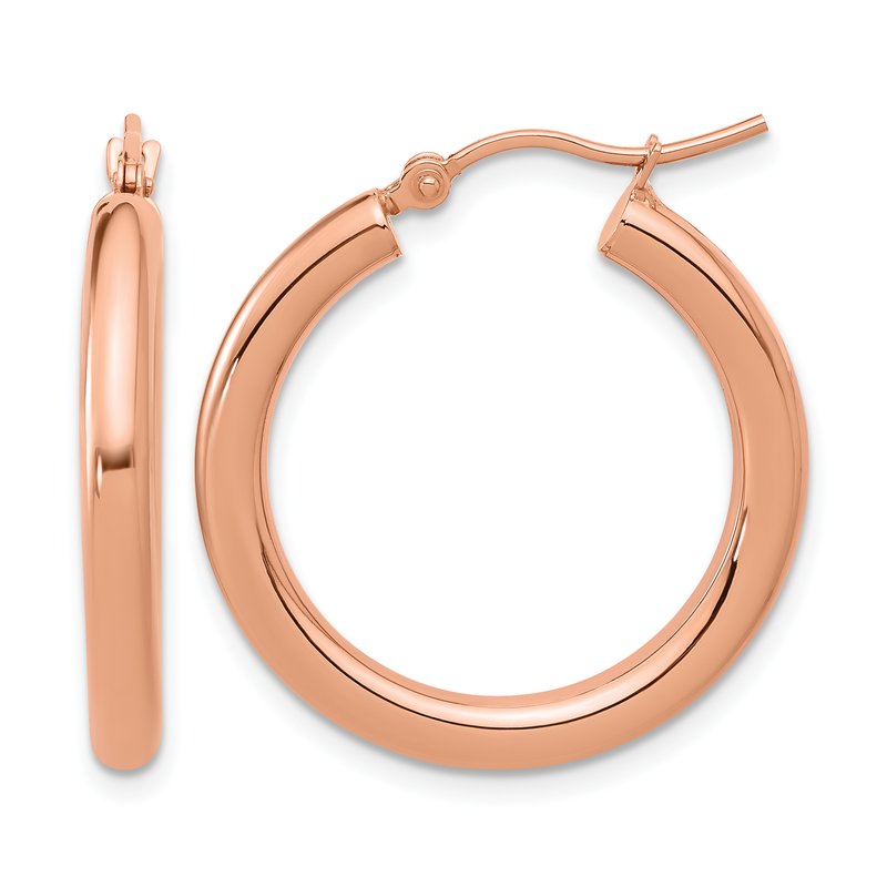 14K Rose Gold 3mm Polished Hoop Earrings