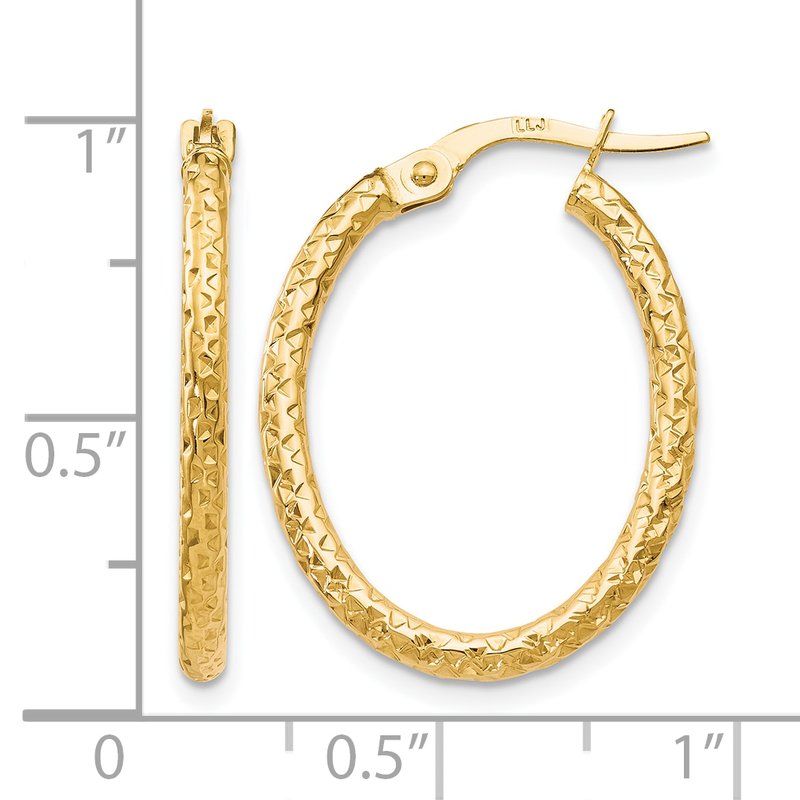 10K Polished D/C Oval Hoop Earrings
