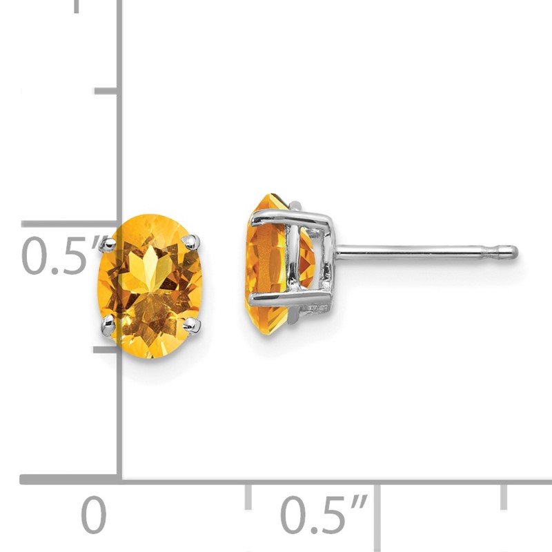 14k White Gold 7x5mm Oval Citrine Post Earrings