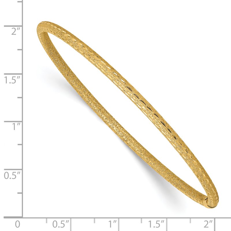 14k Satin Finish Diamond-cut Tube 3.00mm Slip-on Round Bangle Bracelet