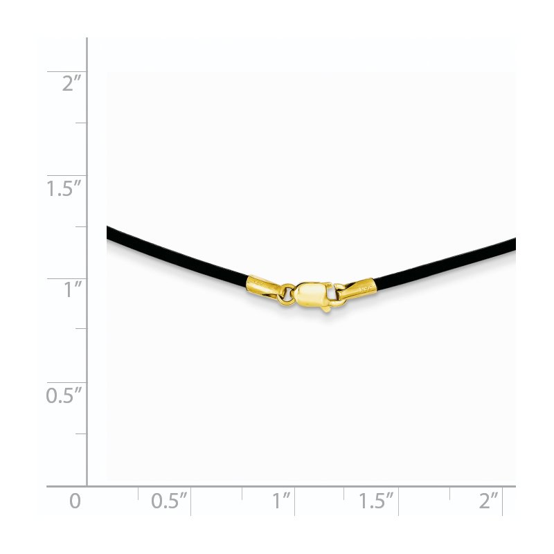 14k Yellow Clasp 1.5mm 16 inch Black Leather Cord Necklace