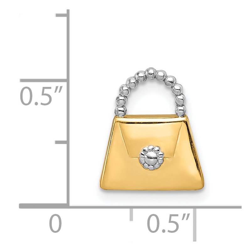 14K and White Rhodium Purse Chain Slide Pendant