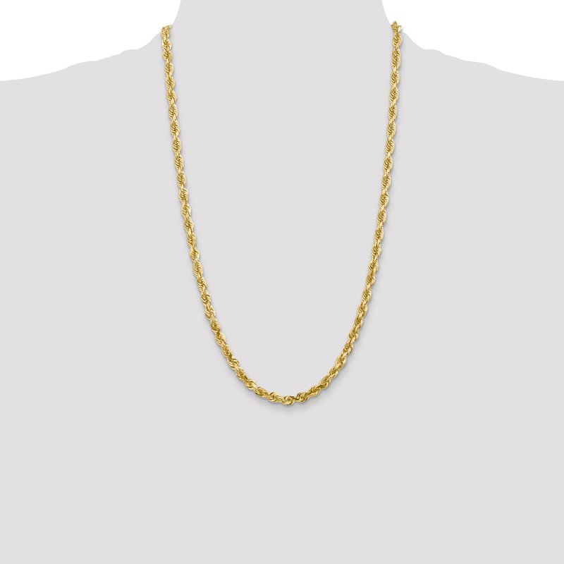 14K 26 Inch 5mm Diamond-cut Quadruple Rope Lobster Clasp Chain