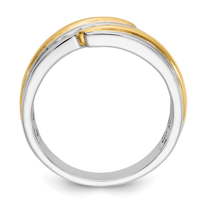 14K Two-tone Men's 1/3 carat Lab Grown Diamond VS/SI  D E F  Brushed and Polished Band