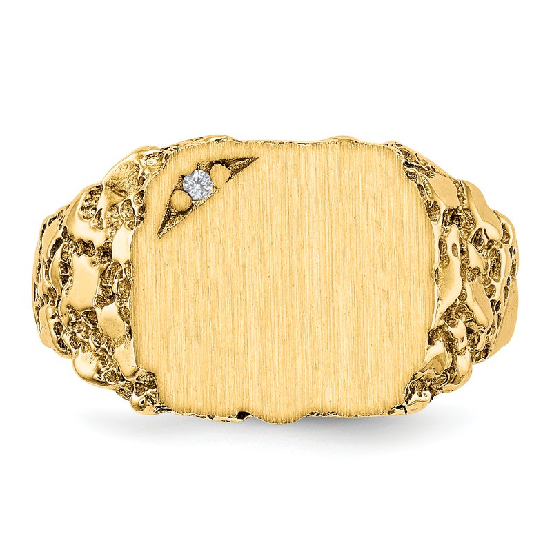 14k 11.5x10.0mm AA Diamond Closed Back Signet Ring