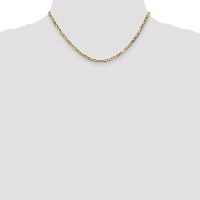 14K 10 inch 3mm Concave Anchor with Lobster Clasp Chain