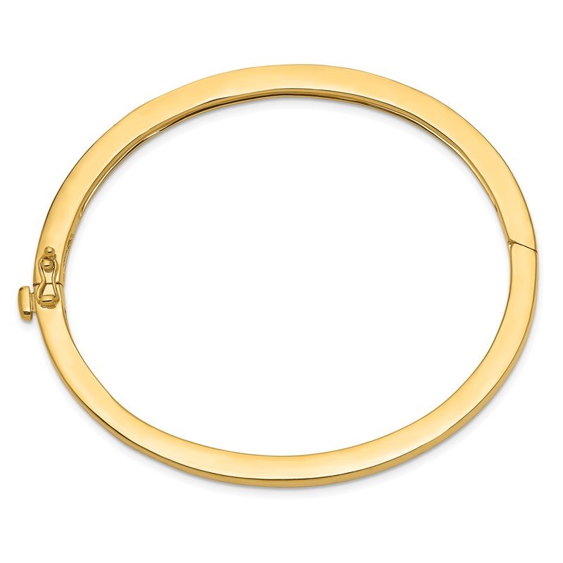 14k 3.6mm Polished Solid Hinged Oval Bangle Bracelet