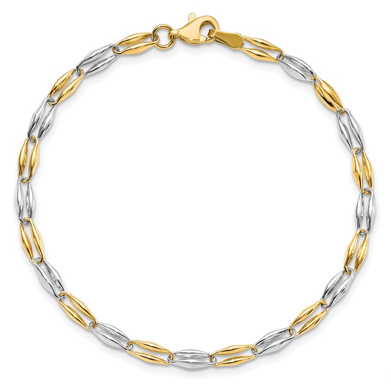14K Two-tone Polished Fancy Link Bracelet