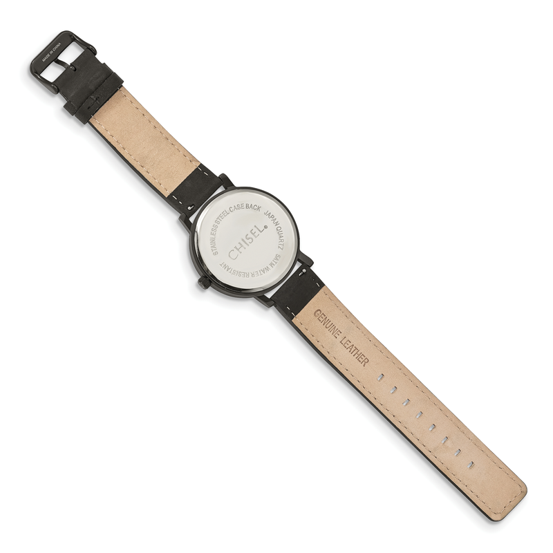 Matte Black IP-plated Black Dial Black Leather Band with Quick Release Watch