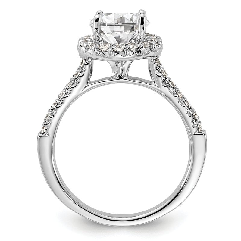 14K White Gold 1/4 carat Lab Grown Diamond VS+ F+ Semi-Mount Round Halo Engagement Ring