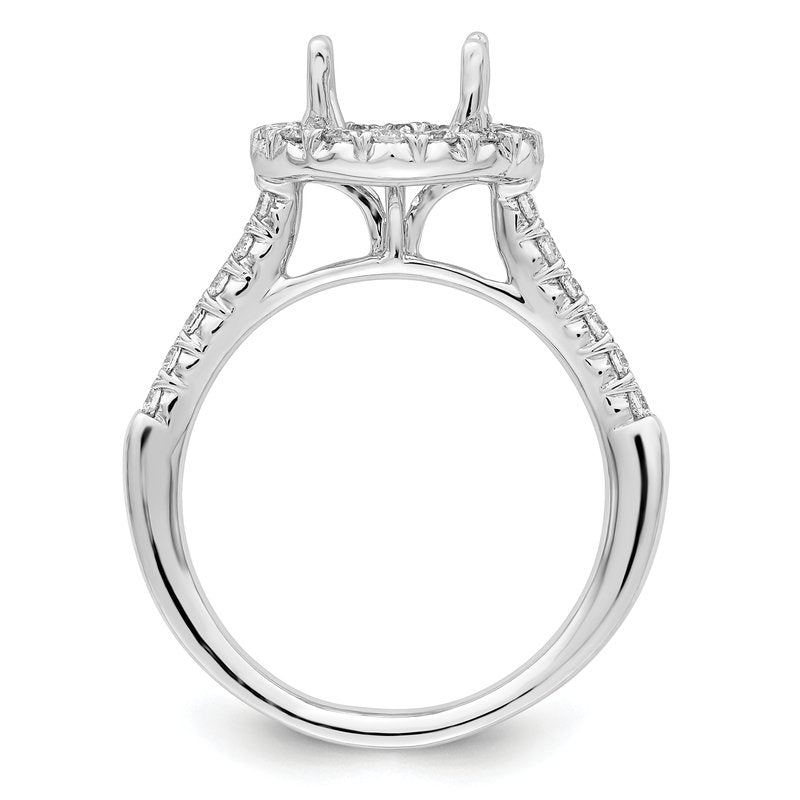 14K White Gold 1/4 carat Lab Grown Diamond VS+ F+ Semi-Mount Round Halo Engagement Ring