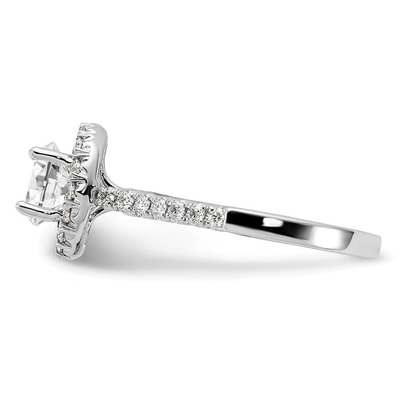14K White Gold 1/4 carat Lab Grown Diamond VS+ F+ Semi-Mount Round Halo Engagement Ring