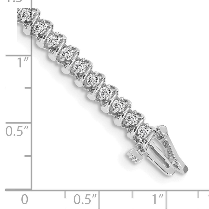 14k White Gold Complete 1.4 carat Round VS Diamond Fancy Spiral 7 inch Tennis Bracelet