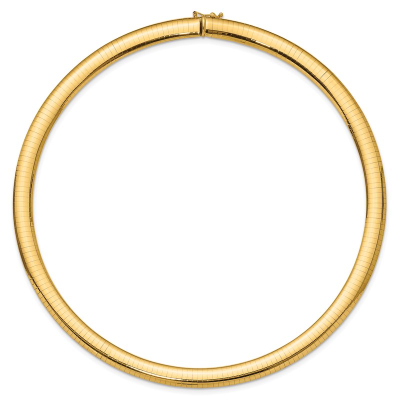 14k Polished 8mm Standard Weight 16 inch Domed Omega Necklace