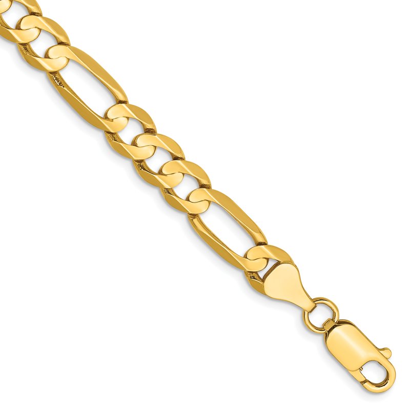 14K 26 inch 6.75mm Concave Open Figaro with Lobster Clasp Chain