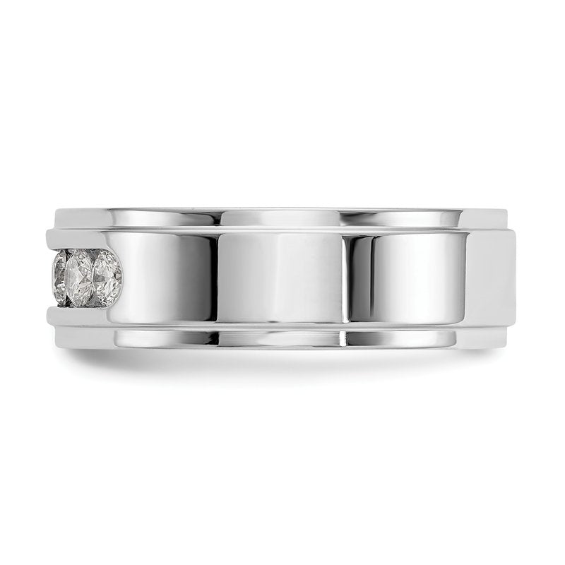 14K White Gold Men's 1/2 carat Lab Grown Diamond VS/SI  D E F  5 Stone Step Edge Size 9 Channel Band