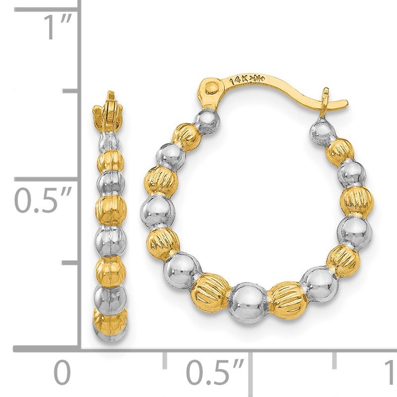 14K &amp; Rhodium Beaded Hoop Earrings