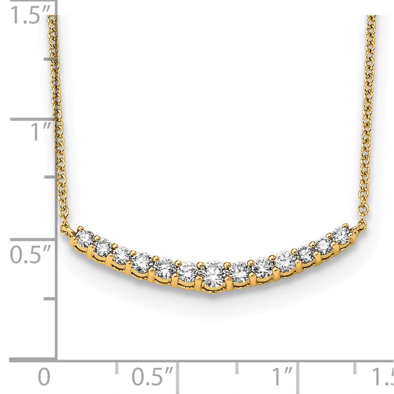 14K Rose Gold 1/2 carat Lab Grown Diamond VS+ F+ 18 in Complete Fashion Bar Necklace