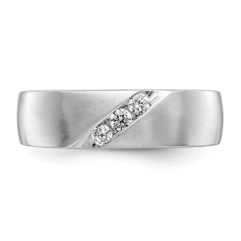 14K White Gold Men's 1/5 carat Lab Grown Diamond VS+ F+ Complete Band