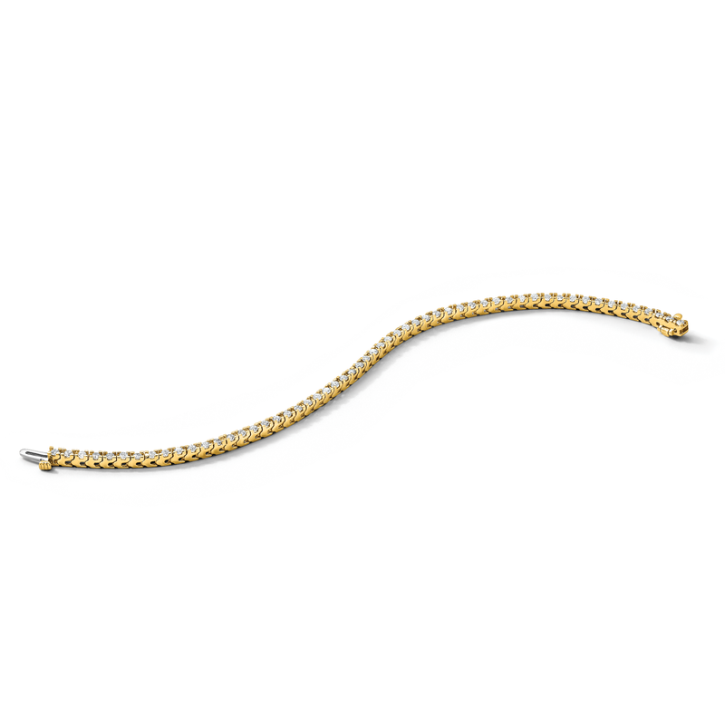 14K Yellow Gold 2 1/5 carat Lab Grown Diamond VS+ F+ Complete Tennis Bracelet