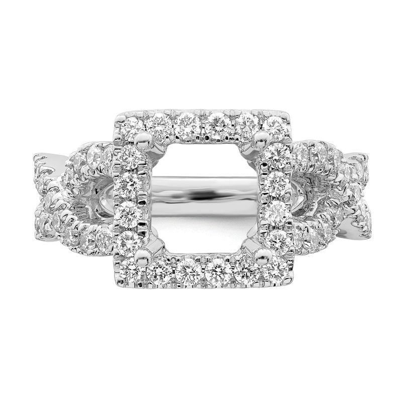 14K White Gold 1/2 carat Lab Grown Diamond VS/SI  D E F  Semi Mount Princess Halo Engagement Ring