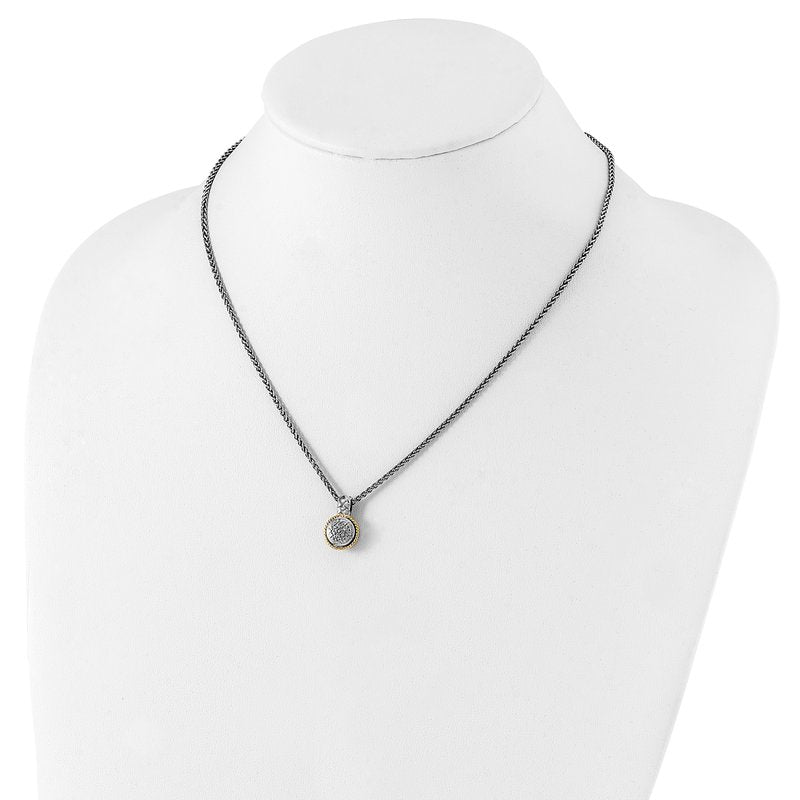 Sterling Silver Rhodium-plated with 14K Accent 18 Inch Polished Diamond Necklace