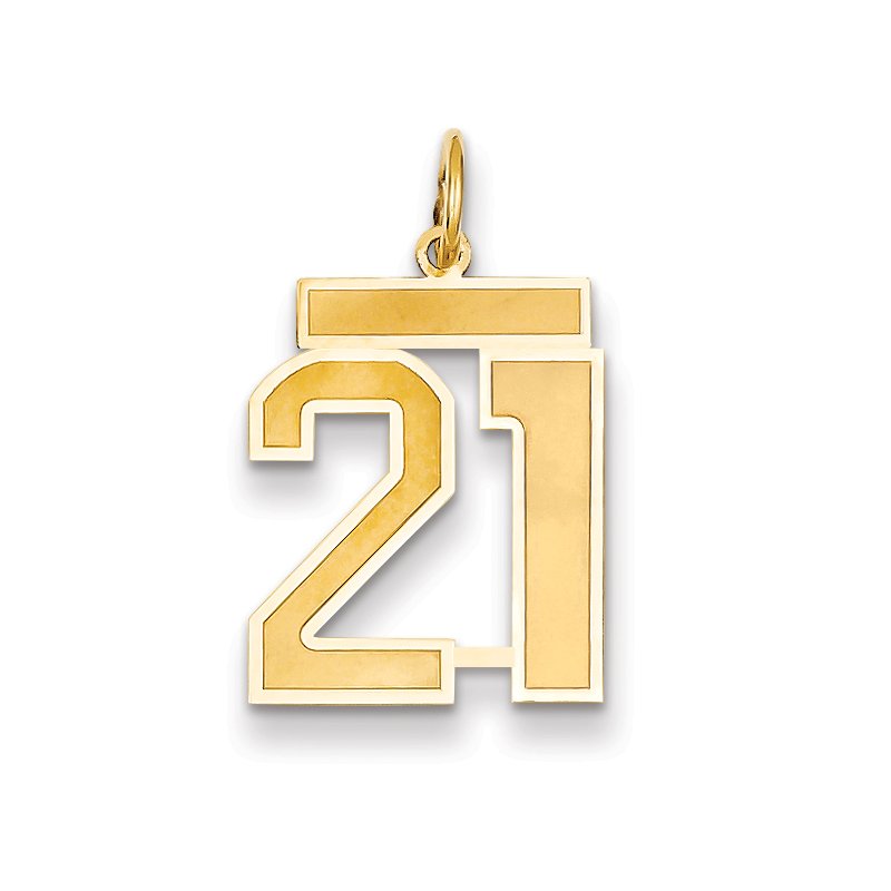 14k Medium Satin Number 21 Charm