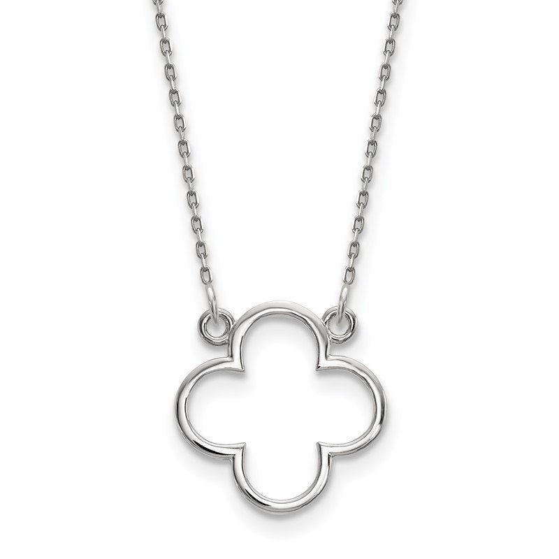 14k White Gold Polished Open Quatrefoil Design 18 inch Necklace