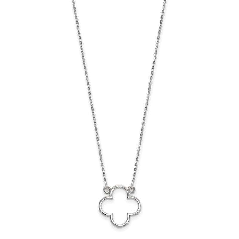 14k White Gold Polished Open Quatrefoil Design 18 inch Necklace